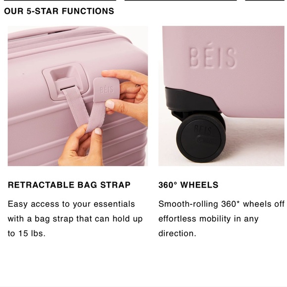 Beis Travel Small Carry-on Roller luggage in Berry - Picture 14 of 16